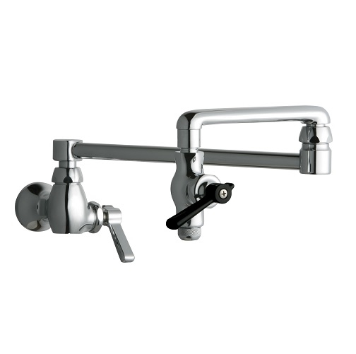 Chicago Faucets 515-DJ24E31AB Pot and Kettle Filler, Single Hole, 24" Double-jointed Spout, Full Flow Quixtop Outlet, 2-3/8" Lever Handle