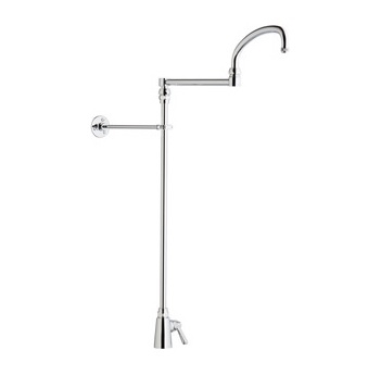 Chicago Faucets 516-ABCP Single Supply Pot and Kettle Filler Faucet, Single Hole, 21" Double-jointed Swing Spout, Full Flow Quixtop Outlet, 23" Riser, 2-3/8" Lever Handle