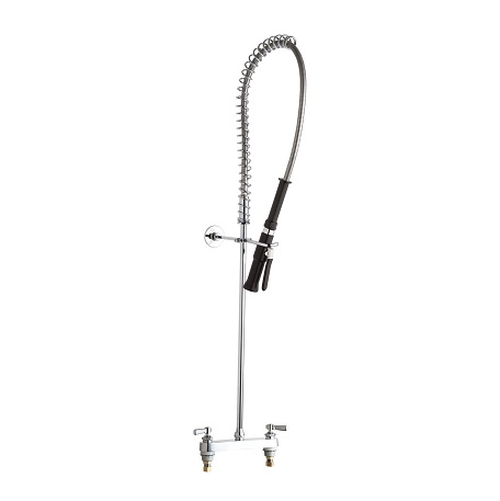 Chicago Faucets 527-919SASABCP Pre-Rinse Fitting, Dual Supply, 8" Fixed Centers, 1.25 GPM at 60 PSI Spray Valve, Lever Handle (DISCONTINUED)
