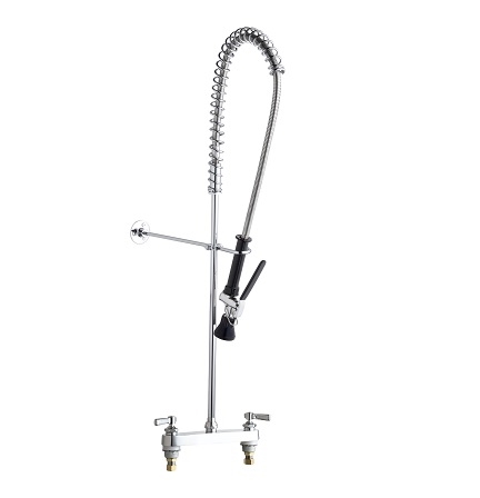 Chicago Faucets 527-919SLABCP Pre-Rinse Fitting, Dual Supply, 8" Fixed Centers, 1.0 GPM at 60 PSI Spray Valve, Lever Handle
