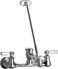 Chicago Faucets 540-LD897SWXFABCP Hot and Cold Water Sink Faucet, 8" Fixed Centers, Atmospheric Vacuum Breaker, 2-3/8" Lever Handle