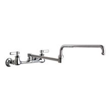 Chicago Faucets 540-LDDJ26ABCP Hot and Cold Water Sink Faucet, 8" Body with Adjustable Arms, Full Flow Quixtop Outlet, 26" Double Jointed Spout, 2-3/8" Lever Handle