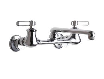 Chicago Faucets 540-LDE1ABCP Hot and Cold Water Sink Faucet, 8" Body with Adjustable Arms, Full Flow Quixtop Outlet, 6" S-Type Spout, Lever Handle