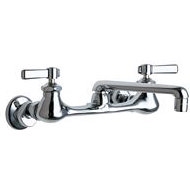 Chicago Faucets 540-LDE29ABCP Hot and Cold Water Sink Faucet, 8" Body, Adjustable Arms, 2.2 GPM Laminar Flow Non-Aerating Outlet, 6" S-Type Spout, Lever Handle
