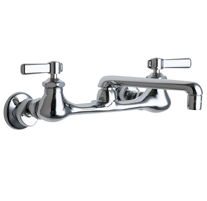 Chicago Faucets 540-LDE35ABCP Hot and Cold Water Sink Faucet, 8" Body, Adjustable Arms, 1.5 GPM Softflo Aerator, 6" S-Type Spout, Lever Handle