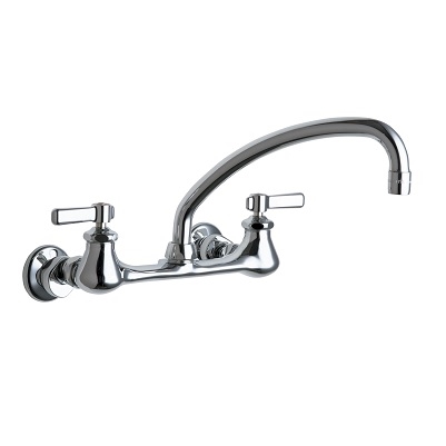Chicago Faucets 540-LDL9ABCP Hot and Cold Water Sink Faucet, 8" Body with Adjustable Arms, 9-1/2" L-Type Spout, 2.2 GPM Softflo Aerator, Lever Handle