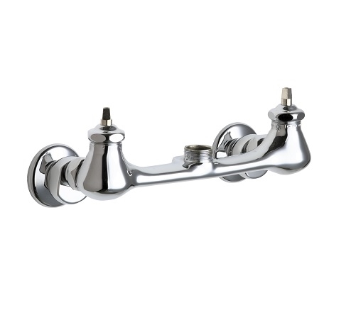 Chicago Faucets 540-LDLESHAB Hot and Cold Water Sink Faucet, Wall Mounted, 8" Body with Adjustable Arms, Less Spout and Handles