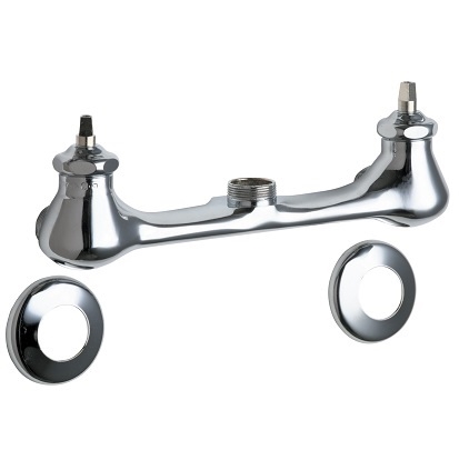 Chicago Faucets 540-LDLESHAXKAB Hot and Cold Water Sink Faucet, 8" Fixed Centers, Ceramic Operating Cartridge, Diameter Slip Flange, Less Spout and Handles