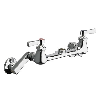 Chicago Faucets 540-LDRLESXKAB Hot and Cold Water Sink Faucet, 8" Body with Adjustable Arms 3" to 13", Ceramic 1/4-Turn Operating Cartridge, Lever Handle, Less Spout