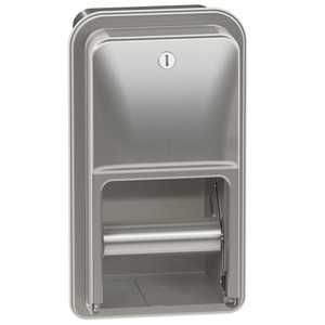 Bradley 5A00 Toilet Tissue Dispenser, Recessed, Dual Roll, Diplomat Series