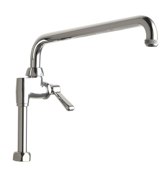 Chicago Faucets 613-AL12E1ABCP Adapta-Faucet, Single Hole, 12" L-Type Spout, Full Flow Quixtop Outlet, 2-3/8" Lever Handle
