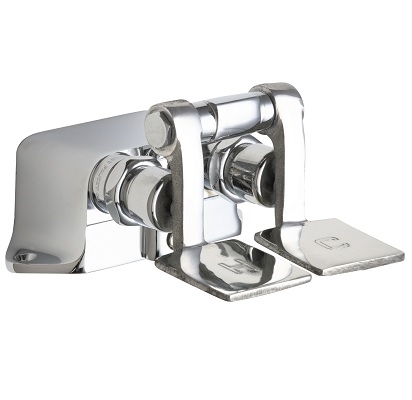 Chicago Faucets 625-699ABCP Hot and Cold Water Pedal Box with Short Pedals, NAIAD Metering Cartridge, Fast Cycle Time Closure, 2-1/4" Tee Handle