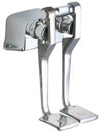 Chicago Faucets 625-LPABCP Hot and Cold Water Pedal Box with Long Pedal Valves, NAIAD Metering Cartridge, Fast Cycle Time Closure, Chrome Plate Finish