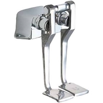 Chicago Faucets 625-LPSLOABRCF Hot and Cold Water Pedal Box with Long Pedal Valves, NAIAD Metering Cartridge, Adjustable Cycle Time Closure, Rough Chrome Finish