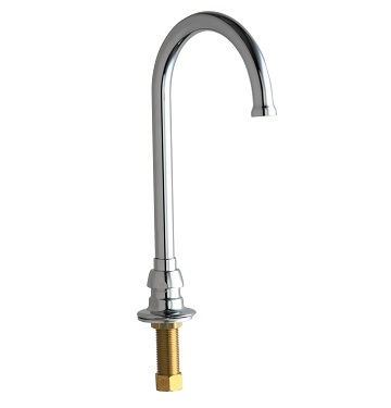 Chicago Faucets 626-ABCP Remote Rigid/Swing Gooseneck Spout 5-1/4", Deck Mount, Chrome Plate Finish