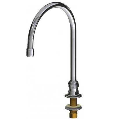 Chicago Faucets 626-GN8AE29ABCP Remote Rigid/Swing 8" Gooseneck Spout, 2.2 GPM Laminar Flow Non-Aerating Outlet