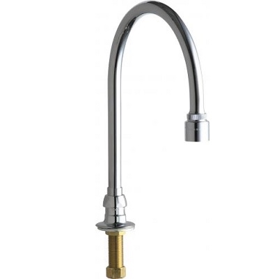 Chicago Faucets 626-GN8AE29VPABCP Remote Rigid/Swing 8" Gooseneck Spout, 2.2 GPM Vandal Proof Laminar Flow Non-Aerating Outlet