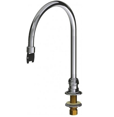 Chicago Faucets 626-GN8AE36VPABCP Remote Rigid/Swing 8" Gooseneck Spout, 1.5 GPM Vandal Proof Laminar Flow Non-Aerating Outlet