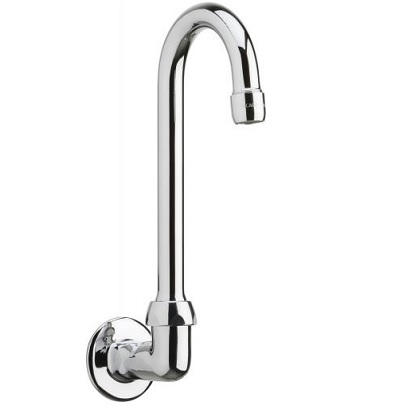 Chicago Faucets 629-E29ABCP Remote Rigid/Swing 3-1/2" Gooseneck Spout, Wall Mounted, 2.2 GPM Laminar Flow Non-Aerating Outlet