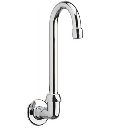 Chicago Faucets 629-E35ABCP Remote Rigid/Swing 3-1/2" Gooseneck Spout, Wall Mounted, 1.5 GPM Softflo Aerator