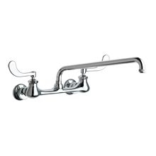 Chicago Faucets 631-L15ABCP Hot and Cold Water Sink Faucet, 8" Body, Adjustable Arms 7-1/4" - 8-3/4", 14" L-Type Spout, 2.2 GPM Softflo Aerator, 4" Wristblade Handle
