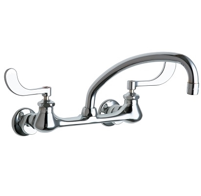 Chicago Faucets 631-L9ABCP Hot and Cold Water Sink Faucet, 8" Body, Adjustable Arms, 9-1/2" L-Type Spout, 2.2 GPM Softflo Aerator, 4" Wristblade Handle