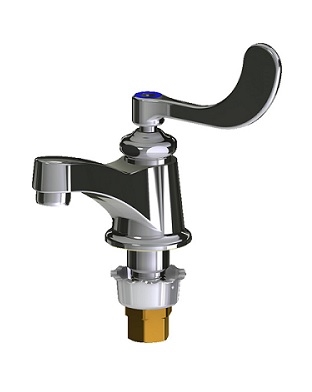 Chicago Faucets 700-317COLDABCP Single Supply Cold Water Sink Faucet, 3-3/8" Integral Spout, 2.2 GPM Softflo Aerator, 4" Wristblade Handle