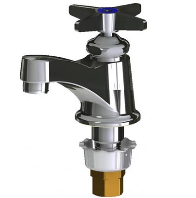 Chicago Faucets 700-E39COLDABCP Single Supply Cold Water Sink Faucet, 3-3/8" Integral Spout, 0.35 GPM Econo-Flo Non-Aerating Outlet, 3" Cross Handle