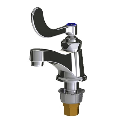 Chicago Faucets 701-317COLDABCP Single Supply Cold Water Sink Faucet, 3-3/8" Integral Spout, 2.2 GPM Softflo Aerator, Klo-Self Self-closing Cartridge, 4" Wristblade Handle