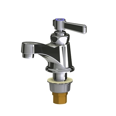 Chicago Faucets 730-COLDXKABCP Single Supply Cold Water Sink Faucet, 3-3/8" Integral Spout, 2.2 GPM Softflo Aerator, Ceramic 1/4-Turn Operating Cartridge, Lever Handle