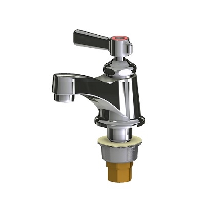 Chicago Faucets 730-E70HOTABCP Single Supply Hot Water Manual Sink Faucet, 3-3/8" Integral Spout, 0.5 GPM Non-Aerating Laminar Outlet, Lever Handle