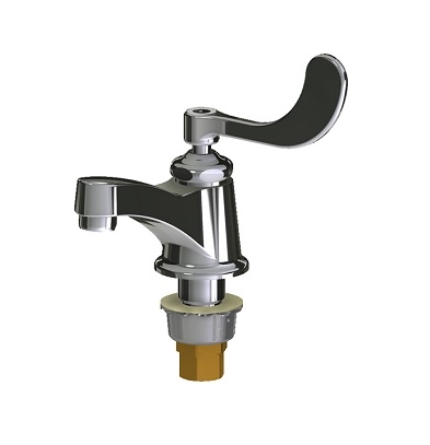 Chicago Faucets 730-E74-317PLABCP Single Supply Water Sink Faucet, 3-3/8" Integral Spout, 1.0 GPM Non-Aerating Laminar Outlet, 4" Wristblade Handle