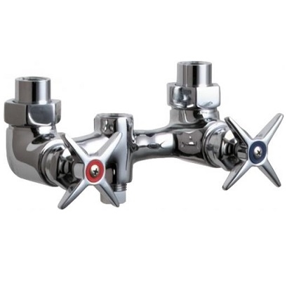 Chicago Faucets 752-VOCCP Exposed Two Handle Service Fitting, Wall Mounted, Shower Riser and Shower Head Not Included, 3" Cross Handles