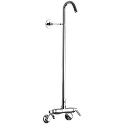 Chicago Faucets 756-LEO Exposed Two Handle Service Fitting, Wall Mounted, 2-1/2" Offset Inlet Supply Arm, 2-3/8" Lever Handle, Polished Chrome