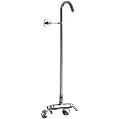 Chicago Faucets 756-LEORCF Exposed Two Handle Service Fitting, Wall Mounted, 2-1/2" Offset Inlet Supply Arm, 2-3/8" Lever Handle, Rough Chrome