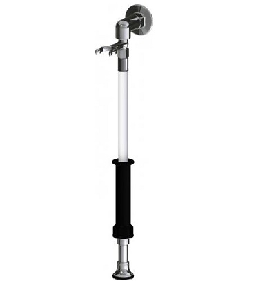 Chicago Faucets 778-S777-16KCP Single Handle Bed Pan Cleaner, Wall Mounted, Male Rose Spray, 53" White Vinyl Hose with Insulated Handle