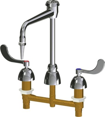 Chicago Faucets LWM2-A13-E Concealed Sink Faucet, 6" Gooseneck Spout with Atmospheric Vacuum Breaker, Full Flow Laboratory Serrated Nozzle, 4" Wristblade Handle
