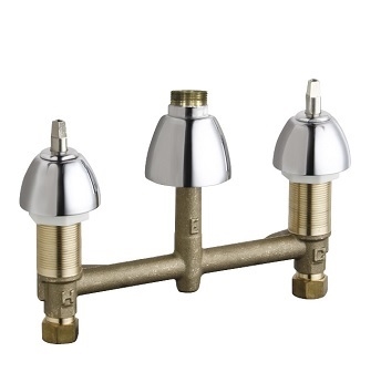 Chicago Faucets 786-LESHAB Concealed Hot and Cold Water Sink Faucet, 8" Fixed Centers, Less Spout and Handles