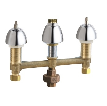 Chicago Faucets 786-TWLESHAB Concealed Hot and Cold Water Sink Faucet with Third Water Inlet, 8" Fixed Centers, Less Spout and Handles