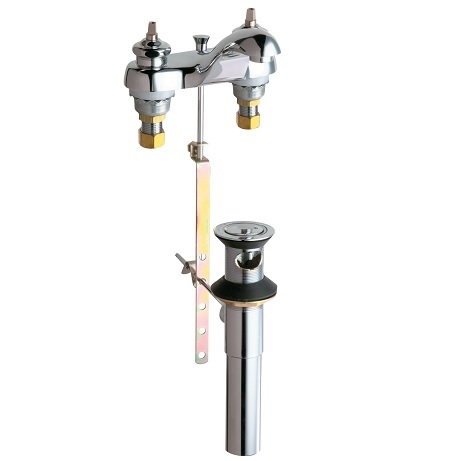 Chicago Faucets 797-LEHAB Hot and Cold Water Sink Faucet with Pop-up Waste, 4" Fixed Centers, 2.2 GPM Softflo Aerator, Less Handle