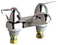 Chicago Faucets 802-1000ABCP Hot and Cold Water Sink Faucet, 4" Fixed Centers, 2.2 GPM Softflo Aerator, 2" Canopy Single Wing Handle