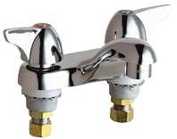 Chicago Faucets 802-V1000ABCP Hot and Cold Water Sink Faucet, 4" Fixed Centers, 2.2 GPM Vandal Proof Softflo Aerator, 2" Canopy Single Wing Handle