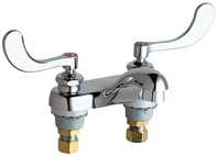 Chicago Faucets 802-VE2805-317ABCP Hot and Cold Water Sink Faucet, 4" Fixed Centers, 0.5 GPM Vandal Proof Econo-Flo Non-Aerating Spray, 4" Wristblade Handle