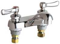 Chicago Faucets 802-VE2805ABCP Hot and Cold Water Sink Faucet, 4" Fixed Centers, 0.5 GPM Vandal Proof Econo-Flo Non-Aerating Spray, 2-3/8" Lever Handle