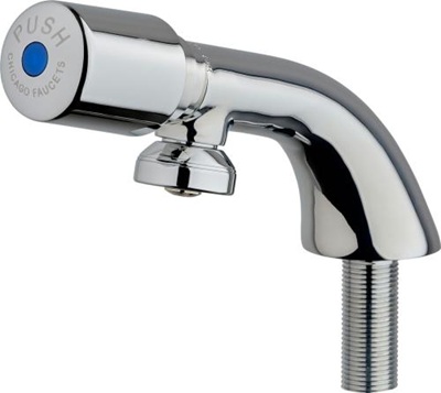 Chicago Faucets 807-765PSHABCP Single Inlet Metering Sink Faucet, 4-1/8" Integral Spout, 1.5 GPM Multi-Stream Spray, MVP Metering Push Handle