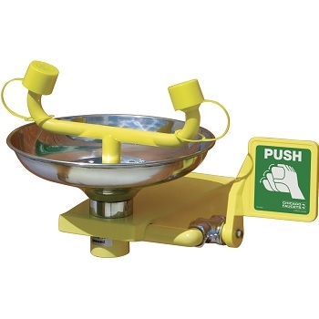 Chicago Faucets 8401-NF Wall Mounted Eye/Face Wash with Push Paddle Handle, Eyewash Bowl in Stainless Steel