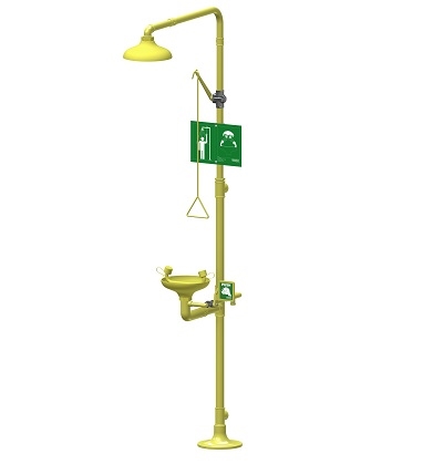 Chicago Faucets 8405-NF Wheel Chair Accessible Combination Eye/Face Wash and Safety Drench Shower with Stainless Steel Pull Rod