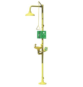 Chicago Faucets 8416-NF Combination Eye/Face Wash and Safety Drench Shower with Stainless Steel Pull Rod, ABS Plastic Shower head and Bowl