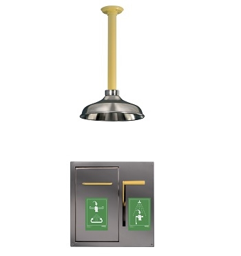 Chicago Faucets 8420-NF Wall Recessed Mounted Combination Eye/Face Wash and Safety Drench Shower