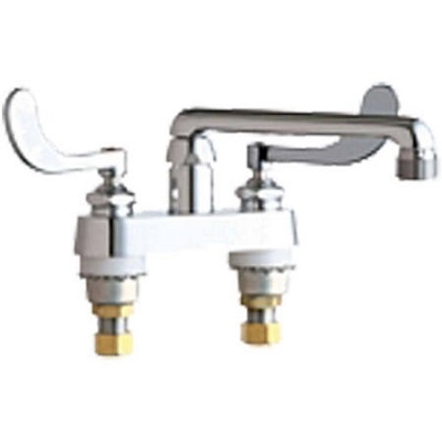 Chicago Faucets 891-E2-317CP Hot and Cold Water Sink Faucet, 4" Fixed Centers, 6" S-Type Spout, Full-flow Outlet, 4" Wristblade Handle